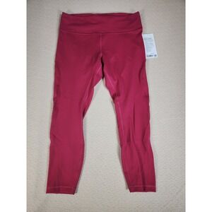 Lululemon Wunder Train Mesh Panel HR Tight 25 inch Tights Women Size 14 Pink